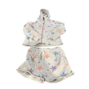 Sovereign code zip up hoodie shorts set of 2 grey stars sz 6 girls